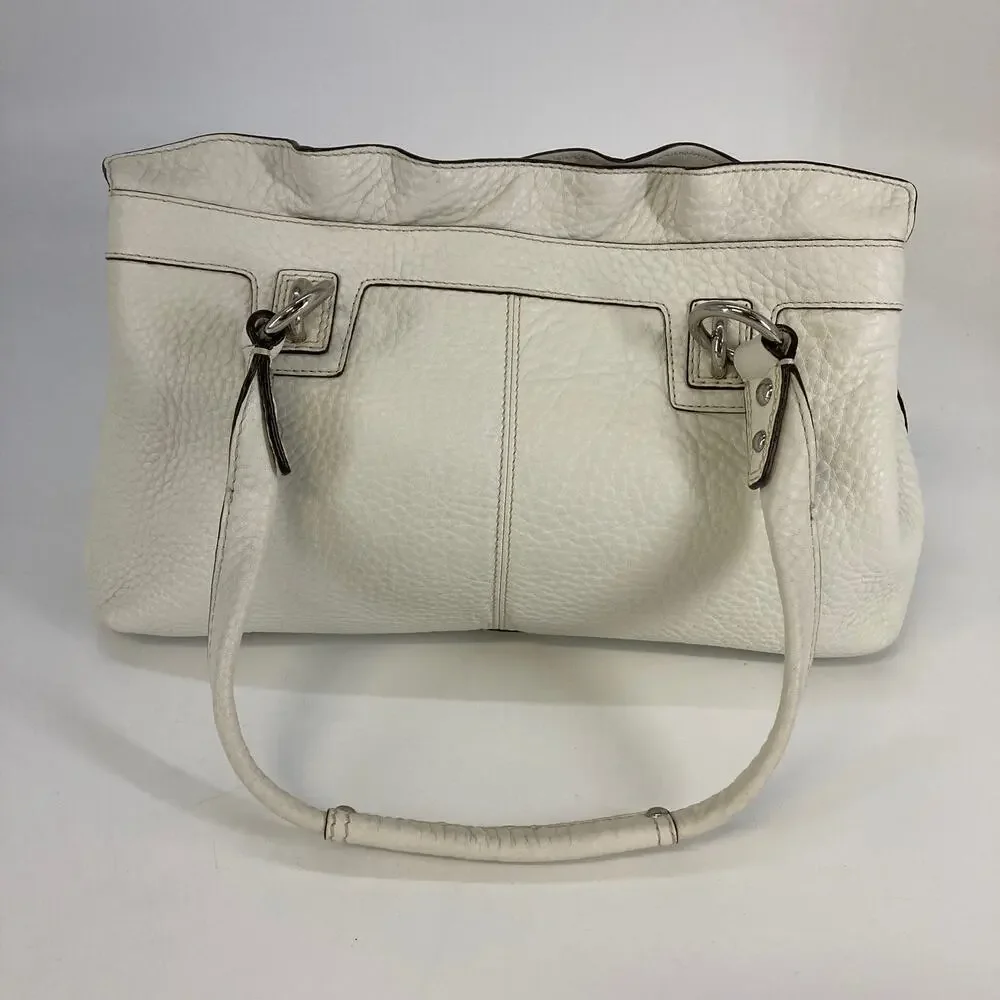 COACH F14686 WHITE AND YELLOW PEBBLEED LEATHER HANDBAG